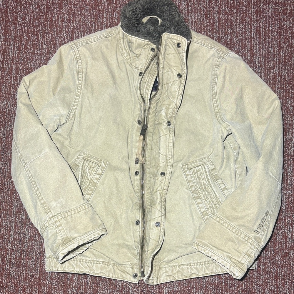 Vintage American Eagle utility work Jacket faux Fur Collar barn jacket